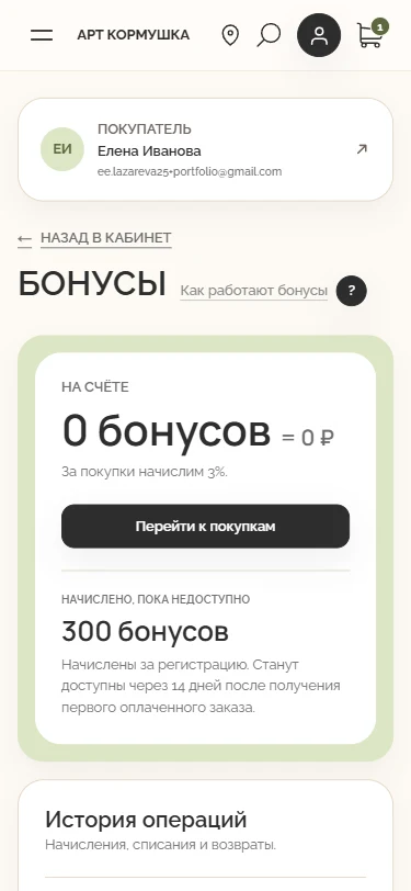 Баланс и история операций — Mobile